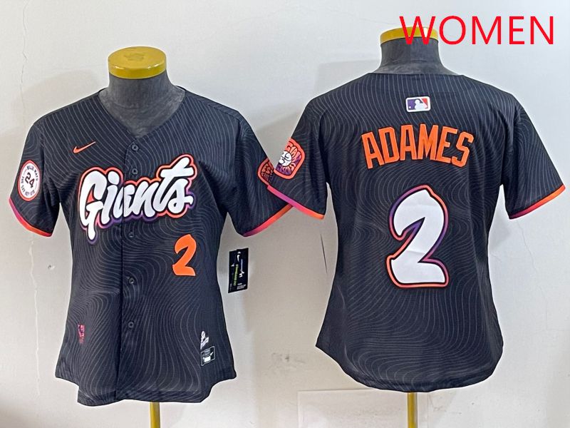 Women San Francisco Giants #2 Adames Black Joint Name Nike 2025 MLB Jersey style 7->women mlb jersey->Women Jersey